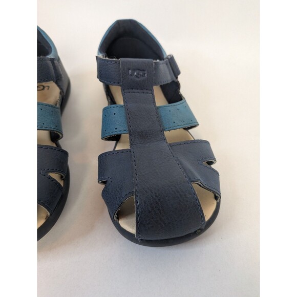 UGG Kylo Toddler Sandals 12 Blue Leather Strappy Breathable Comfort Flat Shoes - Picture 3 of 13